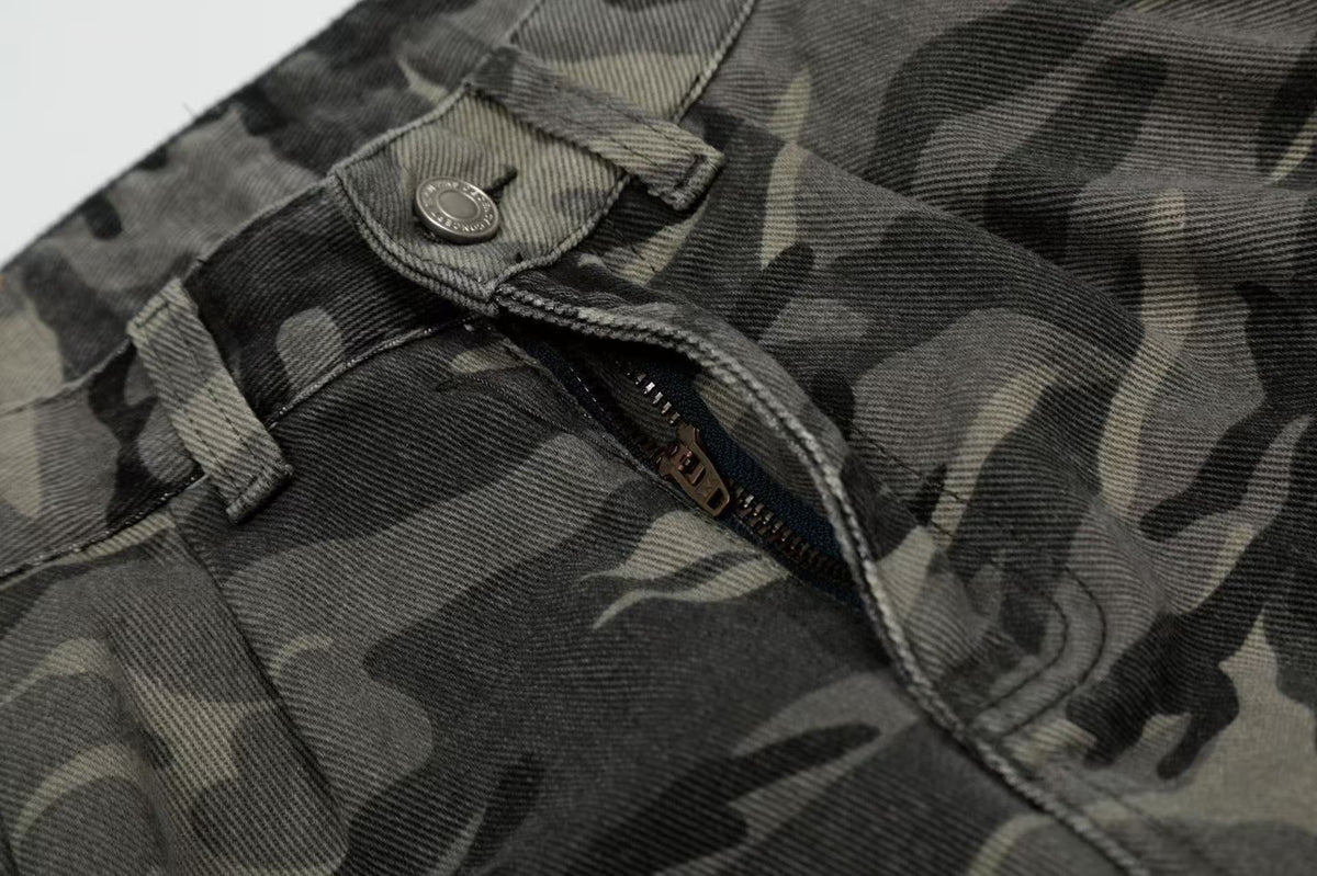 Camo Wide-Leg Knee-Length Jorts - OMYGOODS