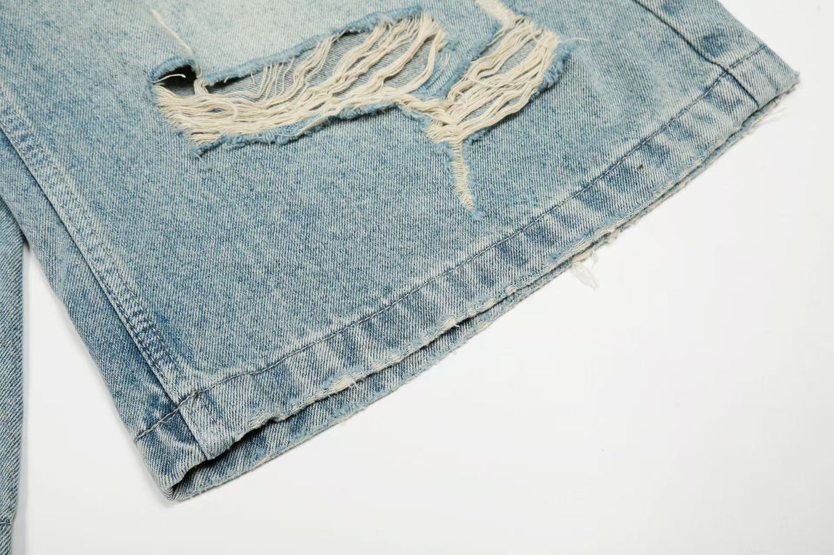 Distressed Vintage Washed Wide-Leg Jorts - OMYGOODS