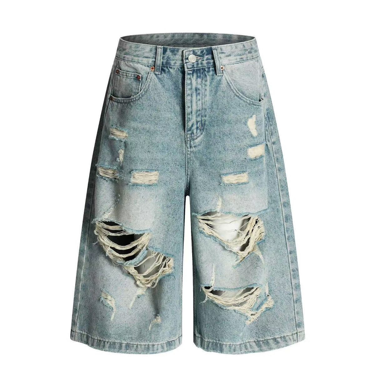 Distressed Vintage Washed Wide-Leg Jorts - OMYGOODS