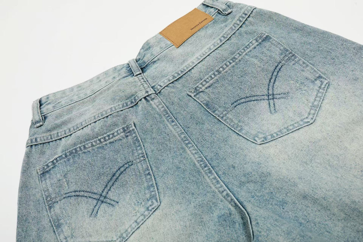 Distressed Vintage Washed Wide-Leg Jorts - OMYGOODS