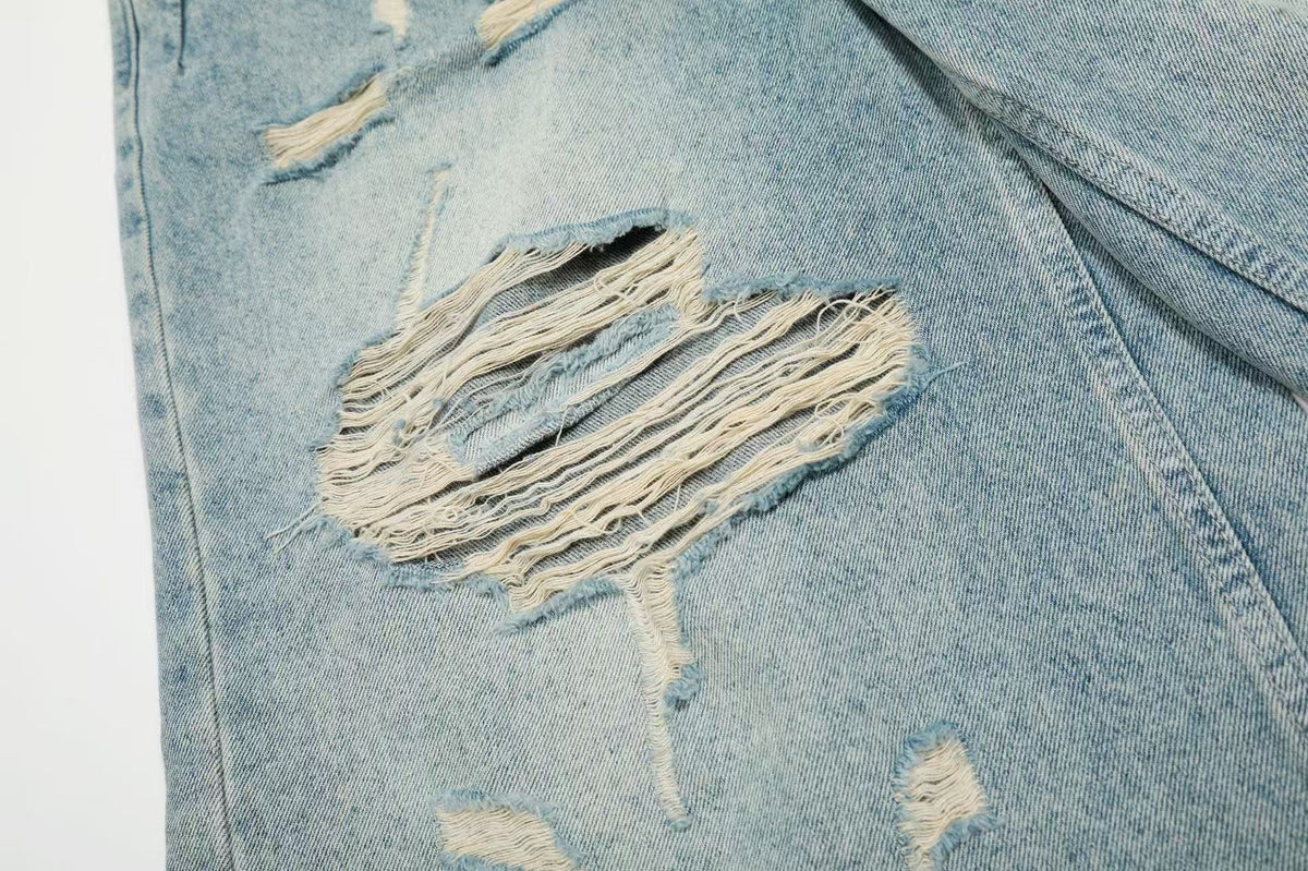 Distressed Vintage Washed Wide-Leg Jorts - OMYGOODS