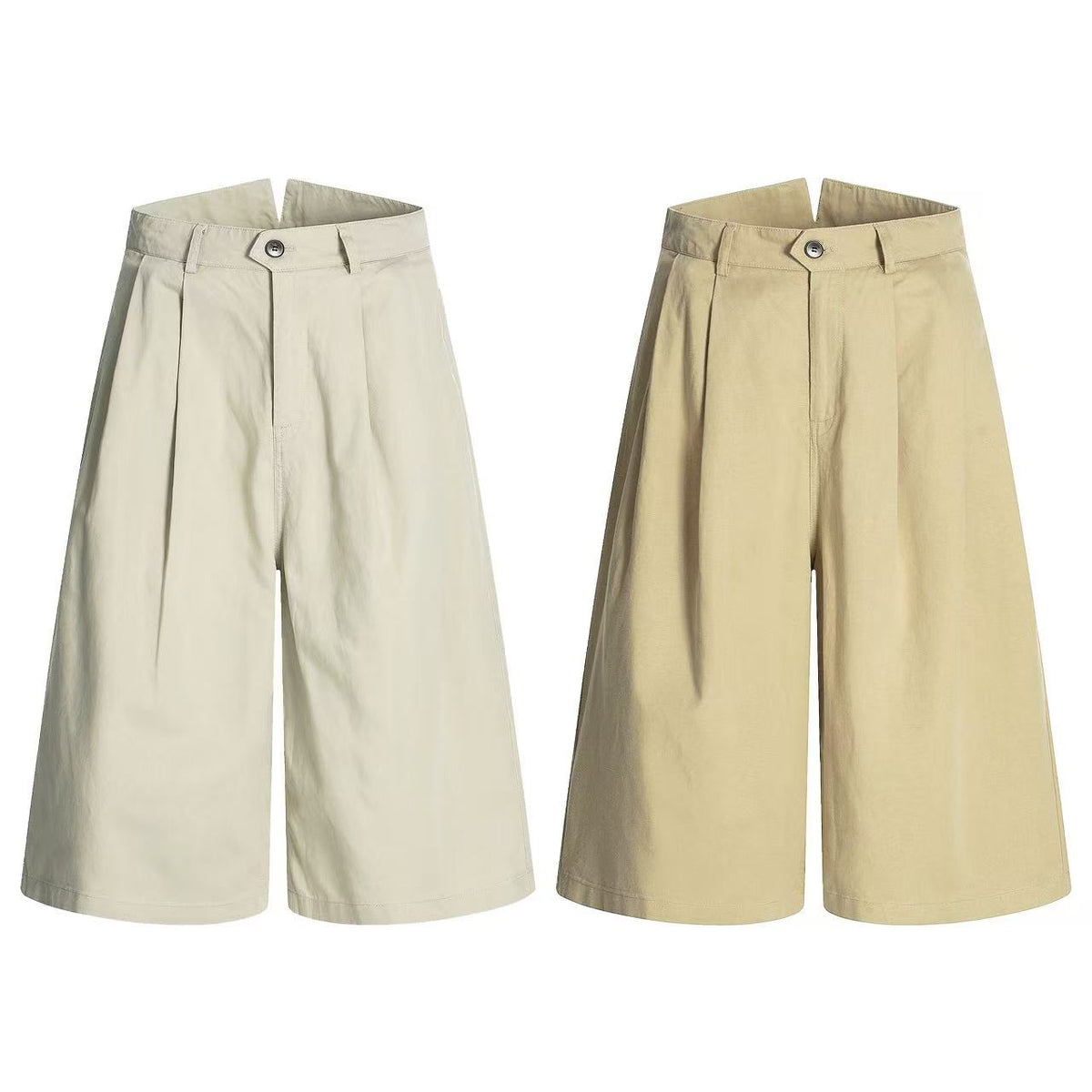 High Waisted Pleated Wide Leg Jorts - OMYGOODS