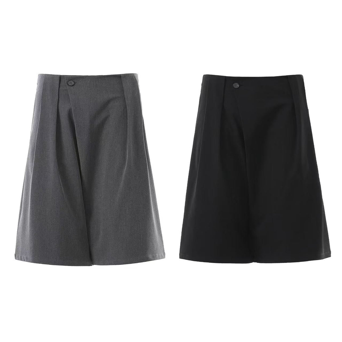 Wrap Front Pleated Wide-Leg Shorts - OMYGOODS