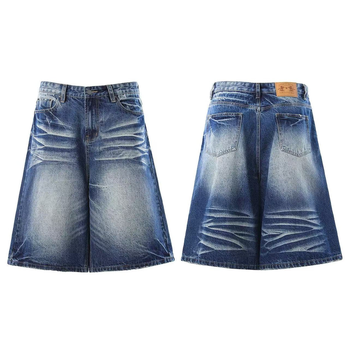 Vintage Washed Wide-Leg Knee-Length Jorts - OMYGOODS