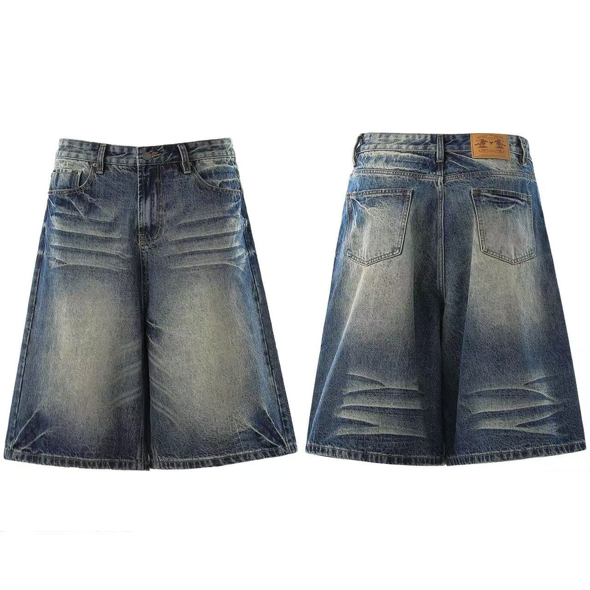 Vintage Washed Wide-Leg Knee-Length Jorts - OMYGOODS