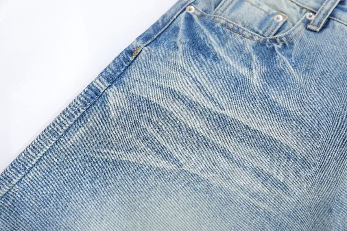 Vintage Washed Wide-Leg Knee-Length Jorts - OMYGOODS