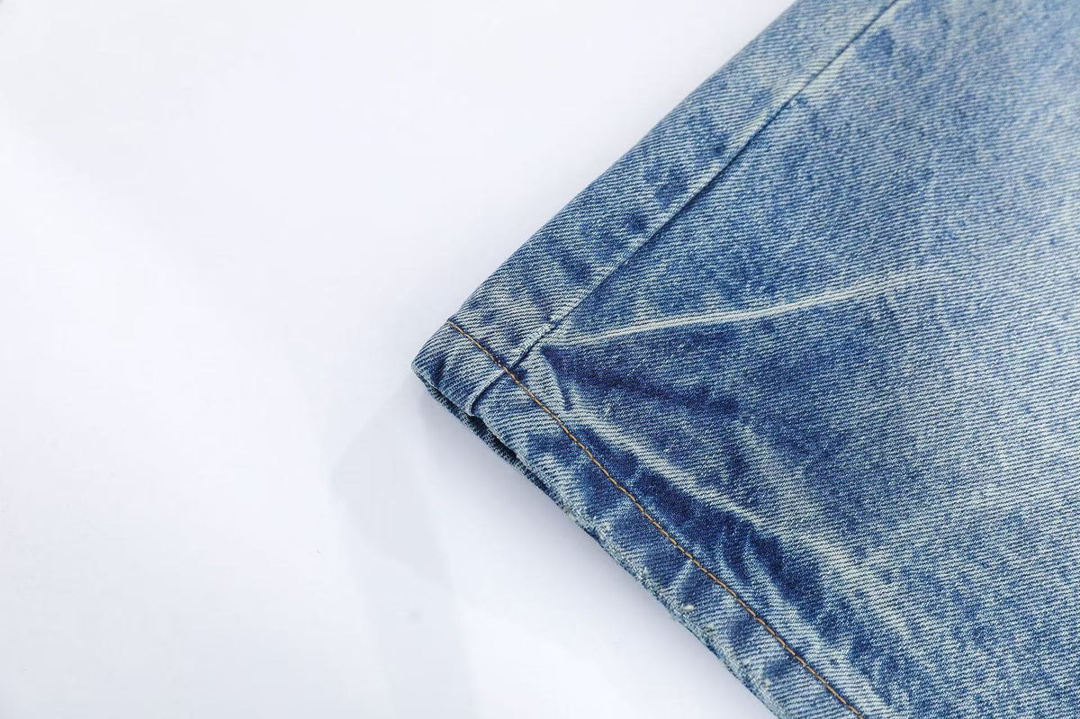 Vintage Washed Wide-Leg Knee-Length Jorts - OMYGOODS