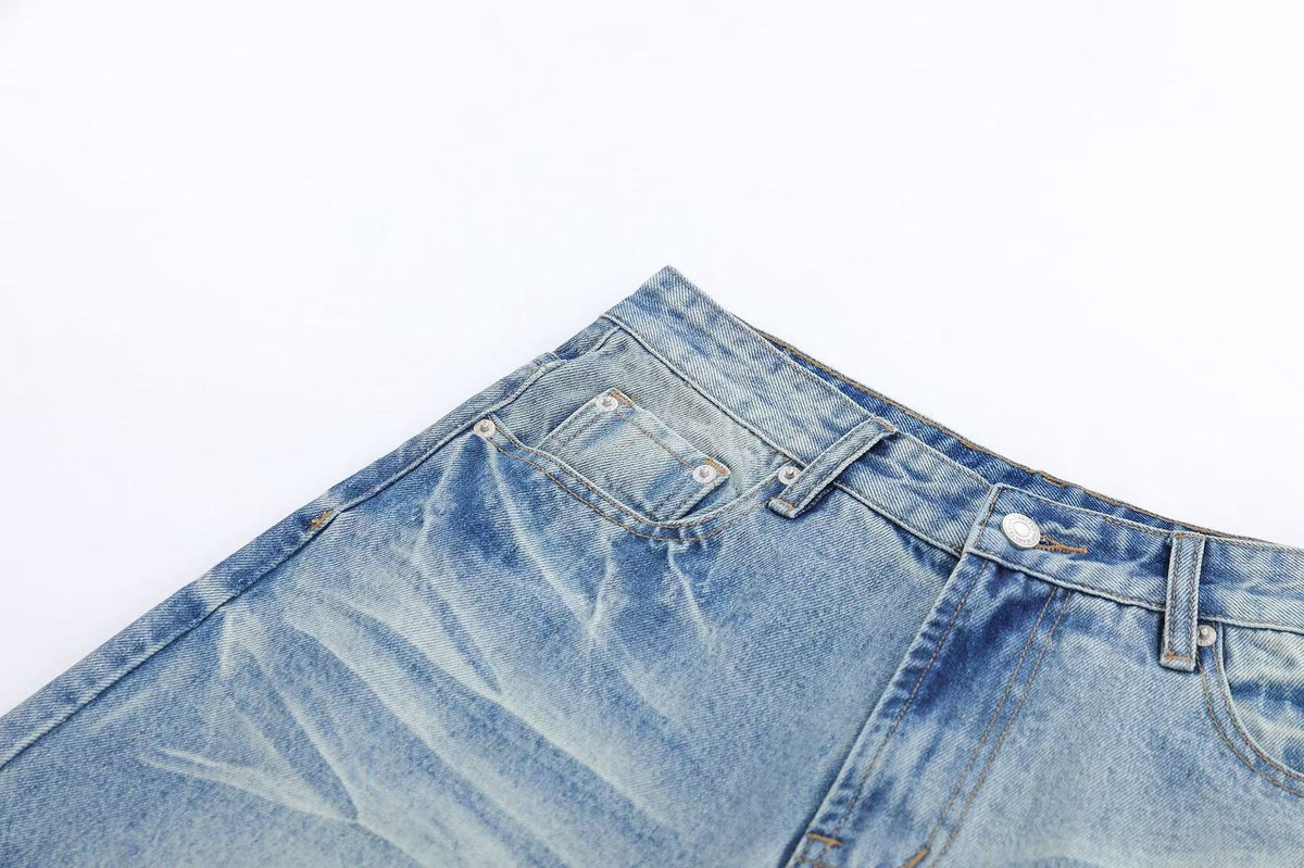 Vintage Washed Wide-Leg Knee-Length Jorts - OMYGOODS