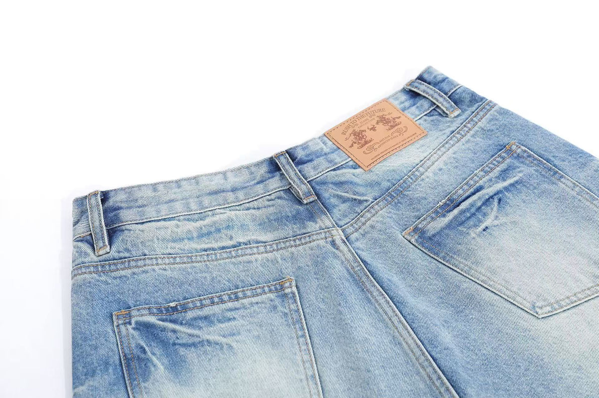 Vintage Washed Wide-Leg Knee-Length Jorts - OMYGOODS