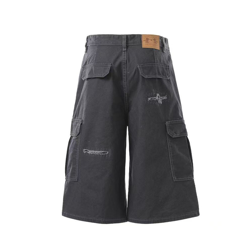Distressed Vintage Wide-Leg Cargo Jorts - OMYGOODS