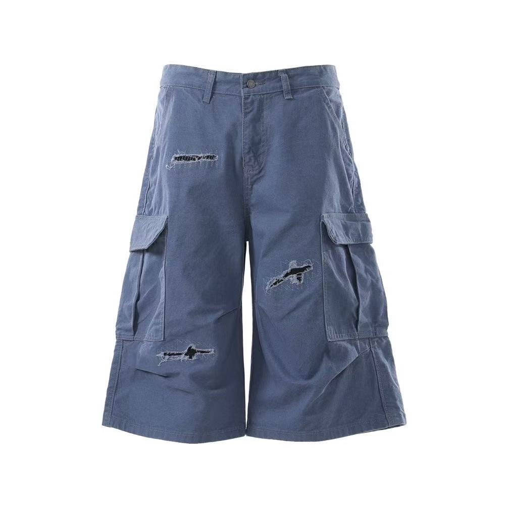 Distressed Vintage Wide-Leg Cargo Jorts - OMYGOODS