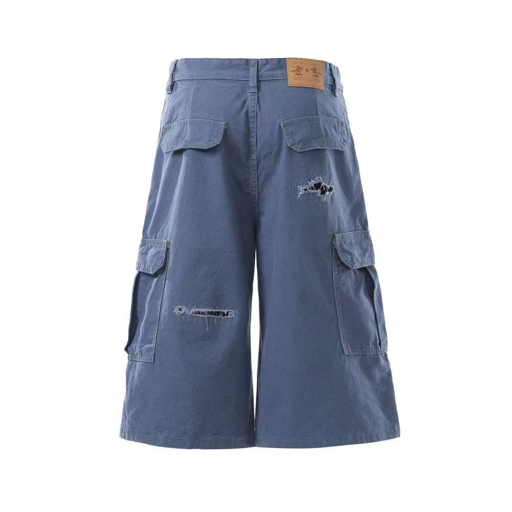 Distressed Vintage Wide-Leg Cargo Jorts - OMYGOODS