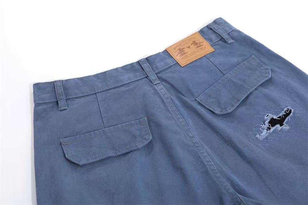 Distressed Vintage Wide-Leg Cargo Jorts - OMYGOODS