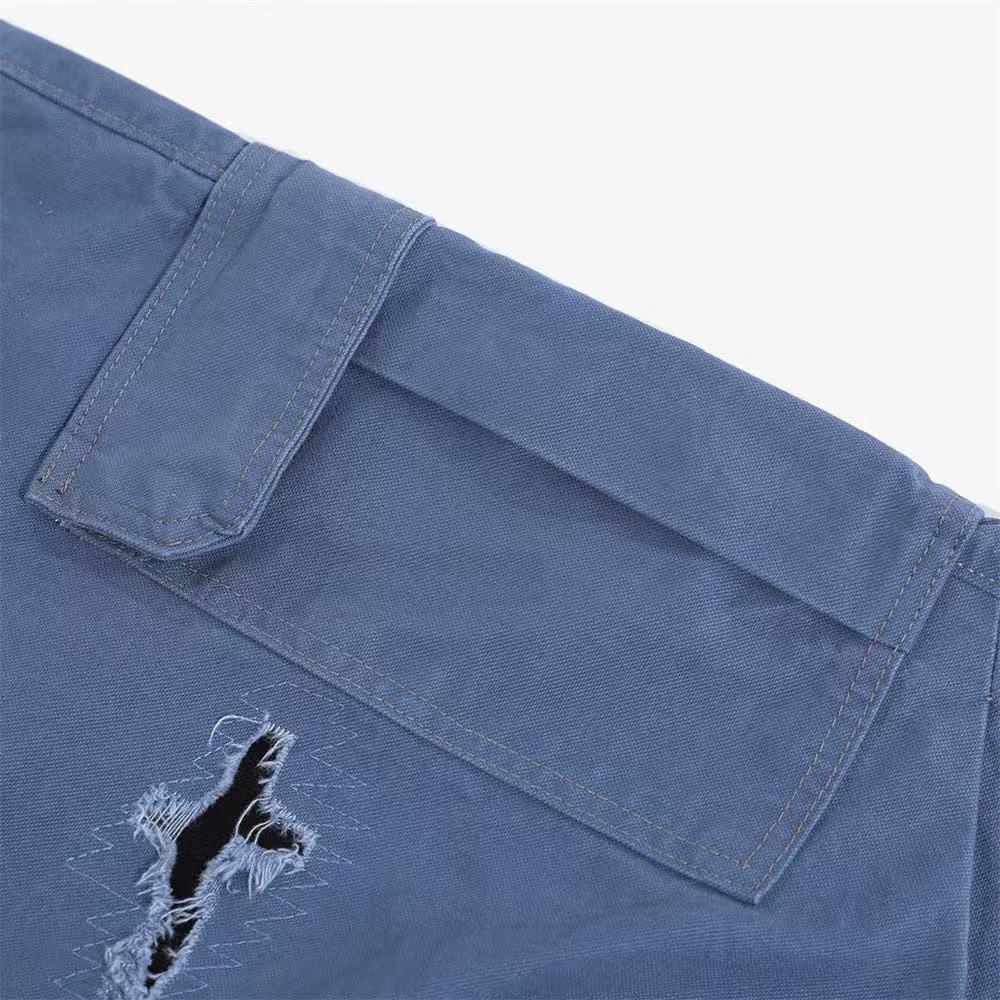 Distressed Vintage Wide-Leg Cargo Jorts - OMYGOODS