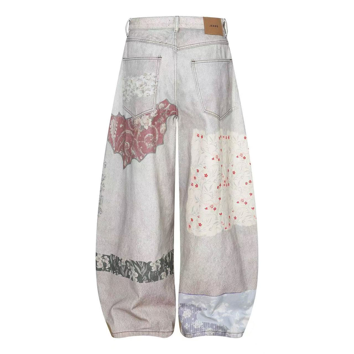 Vintage Patchwork Print Baggy Jeans - OMYGOODS