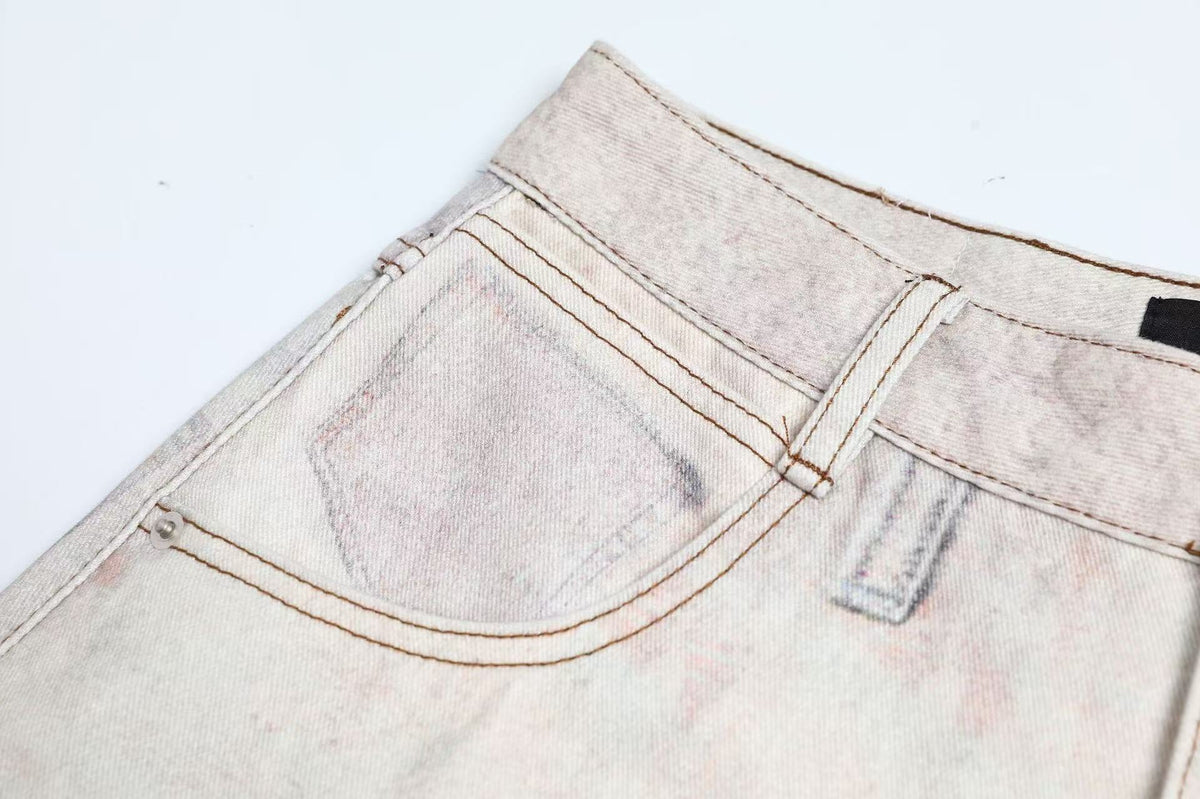 Vintage Patchwork Print Baggy Jeans - OMYGOODS