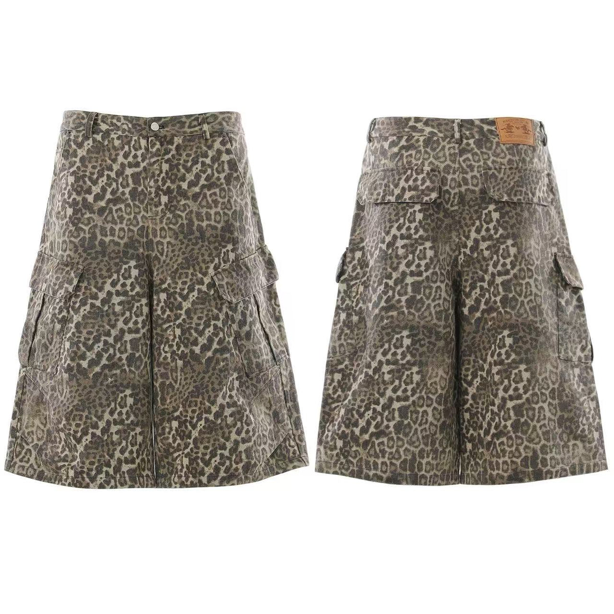 Vintage Leopard Print Wide-Leg Jorts - OMYGOODS