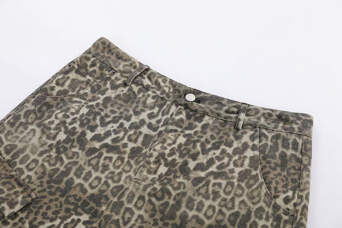Vintage Leopard Print Wide-Leg Jorts - OMYGOODS