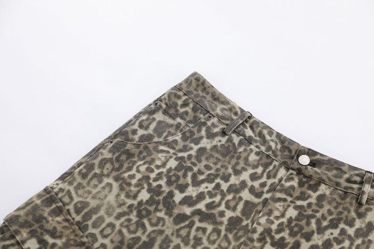 Vintage Leopard Print Wide-Leg Jorts - OMYGOODS