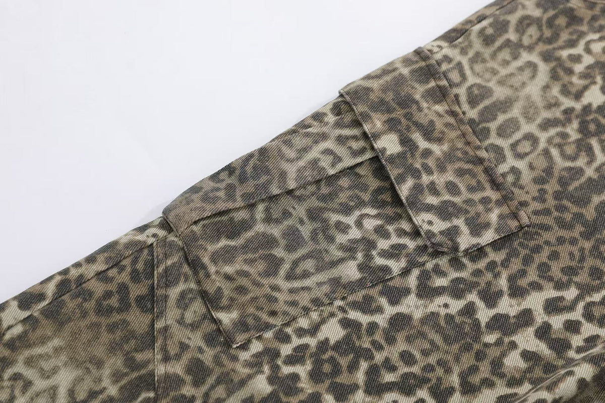 Vintage Leopard Print Wide-Leg Jorts - OMYGOODS