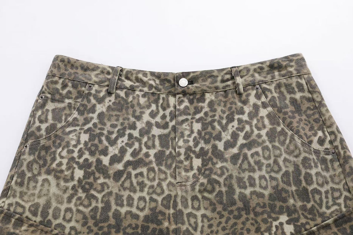 Vintage Leopard Print Wide-Leg Jorts - OMYGOODS