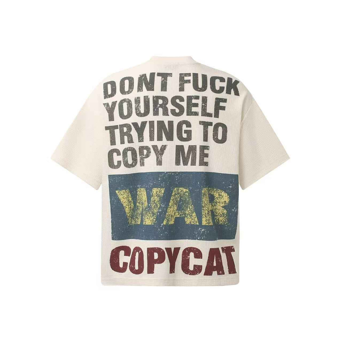 Streetwear Waffle Knit Slogan Print T-Shirt