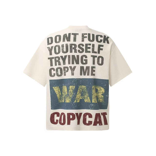 Streetwear Waffle Knit Slogan Print T-Shirt