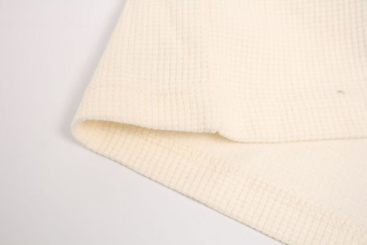 Streetwear Waffle Knit Slogan & Dog Print T-Shirt - OMYGOODS