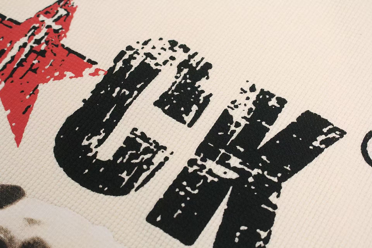 Streetwear Waffle Knit Slogan & Dog Print T-Shirt - OMYGOODS