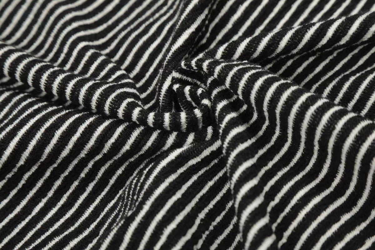 Studded Bear Ear Striped Zip-Up Hoodie - OMYGOODS