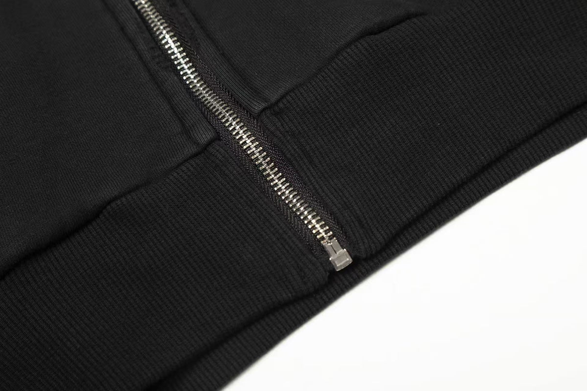 Wash Gradient 23 Plaid Patch Zip-Up Hoodie - OMYGOODS