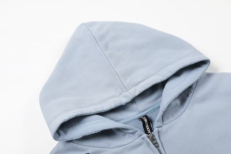 Vintage Wash Graffiti Print Zip-Up Hoodie - OMYGOODS