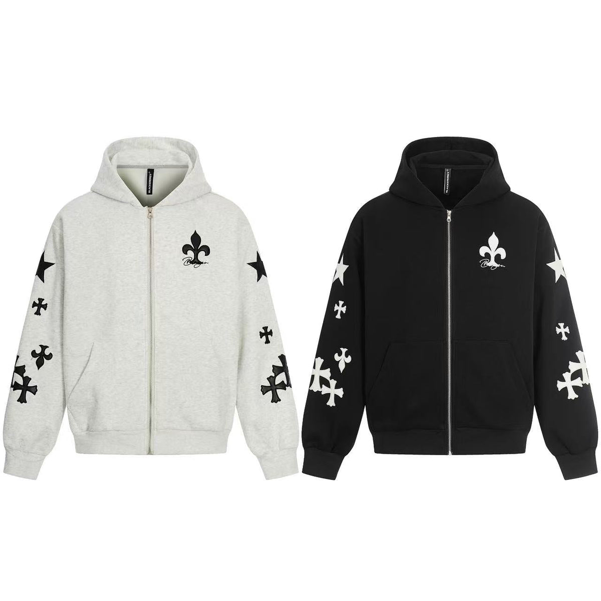 Vintage Gothic Cross Zip-Up Hoodie - OMYGOODS