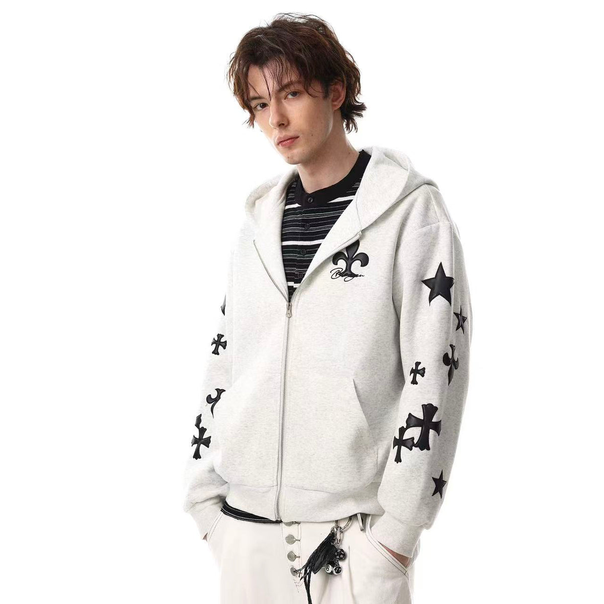 Vintage Gothic Cross Zip-Up Hoodie - OMYGOODS