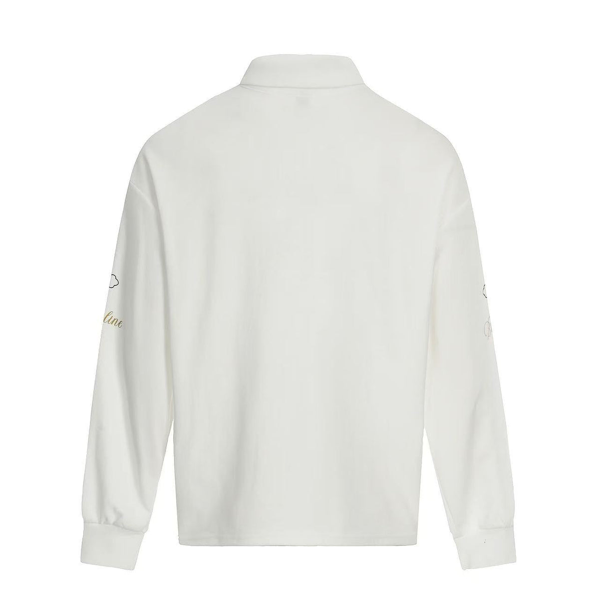 Streetwear Heraldic Crest Print Long Sleeve Polo Shirt - OMYGOODS