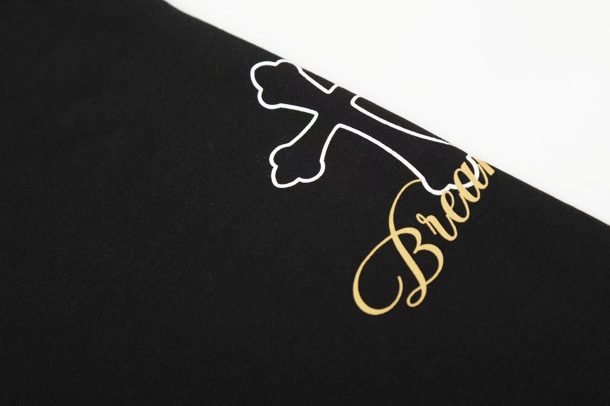 Streetwear Heraldic Crest Print Long Sleeve Polo Shirt - OMYGOODS