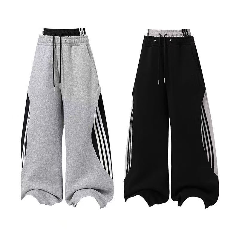 Streetwear Side Stripe Baggy Wide-Leg Sweatpants - OMYGOODS