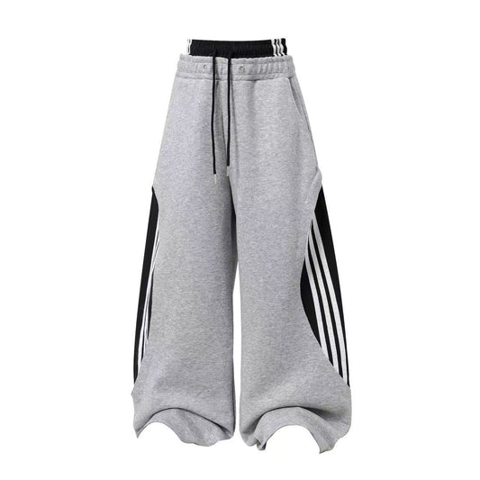Streetwear Side Stripe Baggy Wide-Leg Sweatpants - OMYGOODS