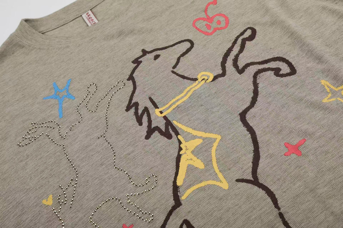 Streetwear Horse Sketch Graphic Long Sleeve - OMYGOODS