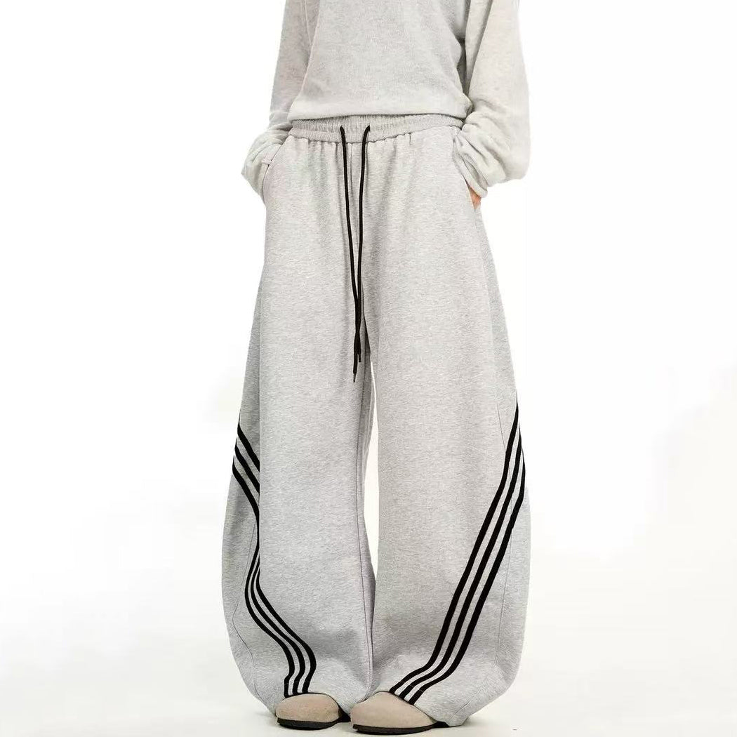 Retro Side Stripe Baggy Wide-Leg Sweatpants - OMYGOODS