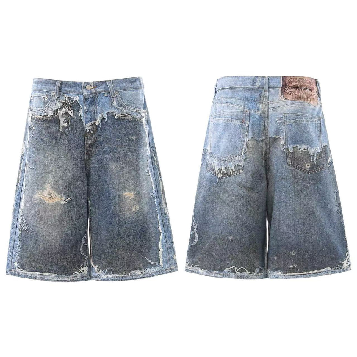 3D Print Fake Layered Distressed Wide-Leg Jorts - OMYGOODS