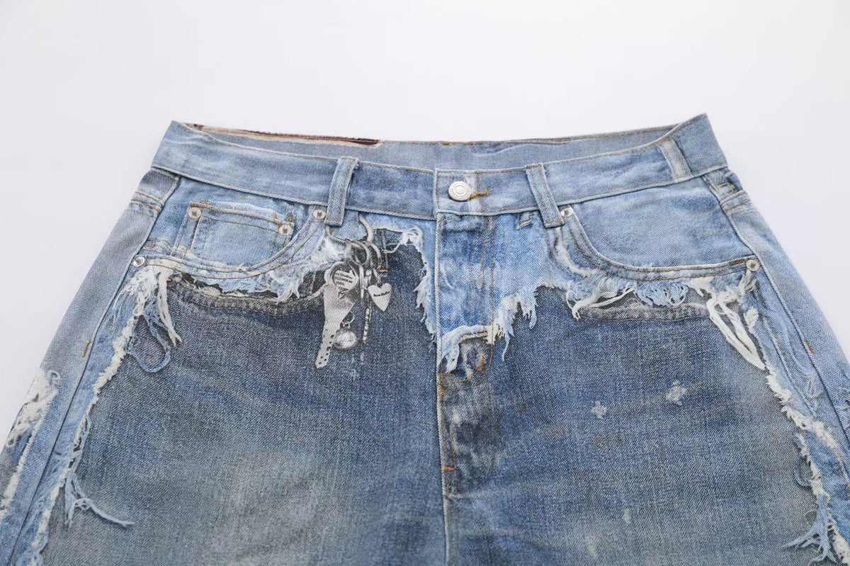3D Print Fake Layered Distressed Wide-Leg Jorts - OMYGOODS