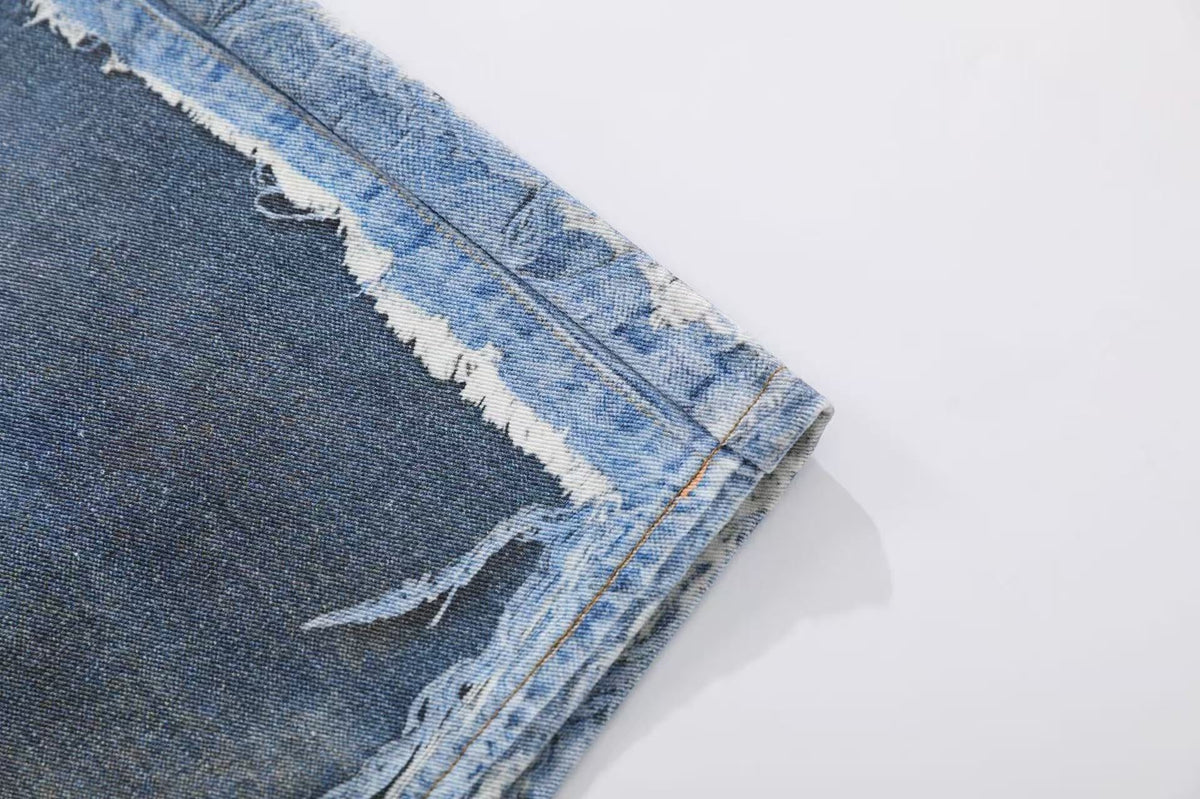 3D Print Fake Layered Distressed Wide-Leg Jorts - OMYGOODS