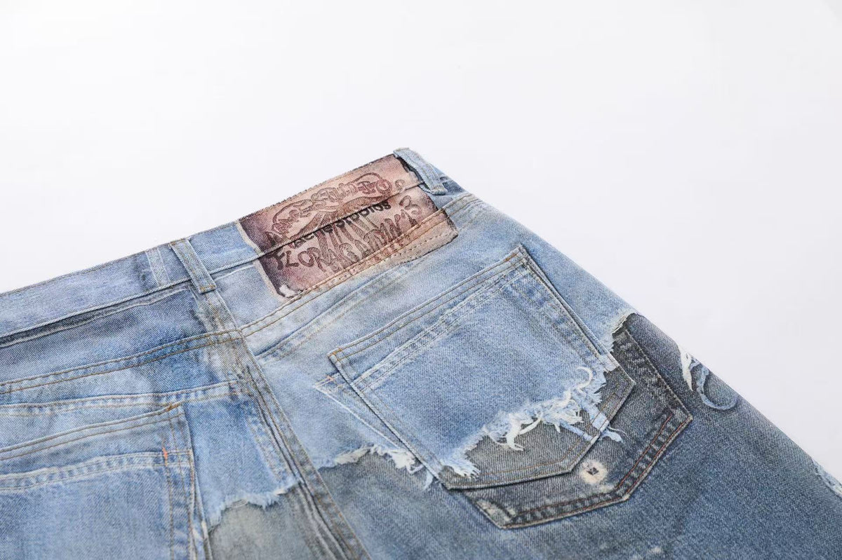 3D Print Fake Layered Distressed Wide-Leg Jorts - OMYGOODS