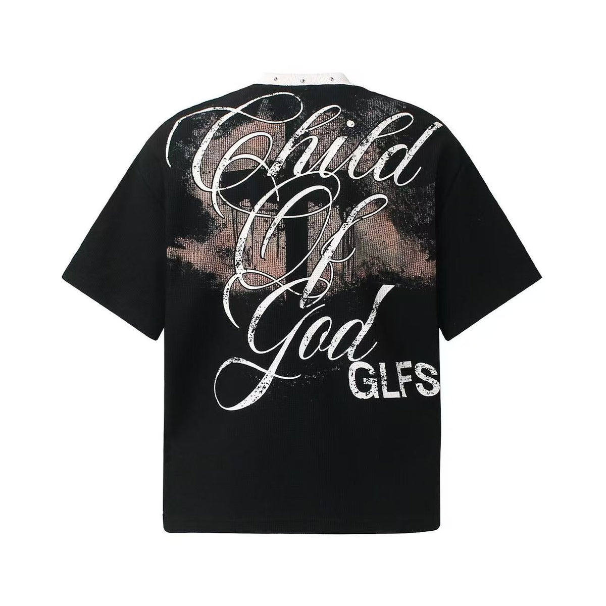 Saint Tears Cross Print Waffle Knit T-Shirt - OMYGOODS