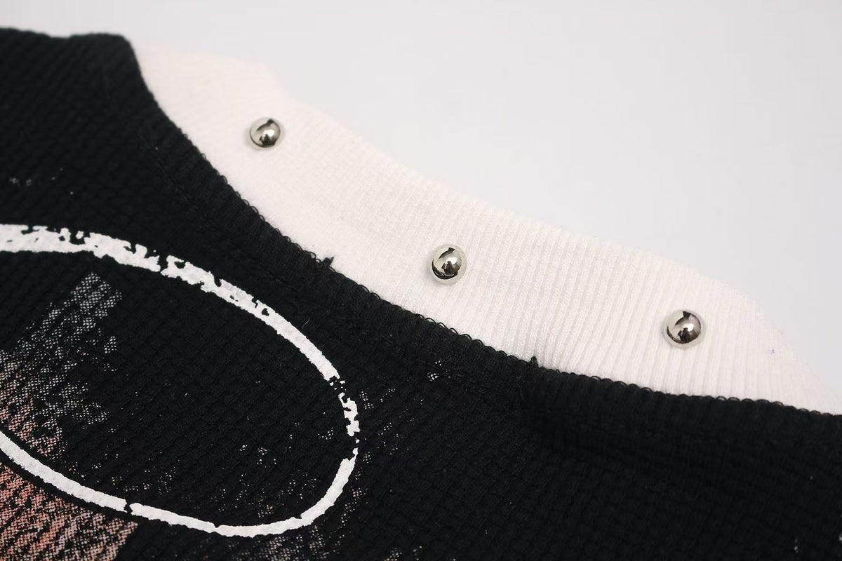 Saint Tears Cross Print Waffle Knit T-Shirt - OMYGOODS