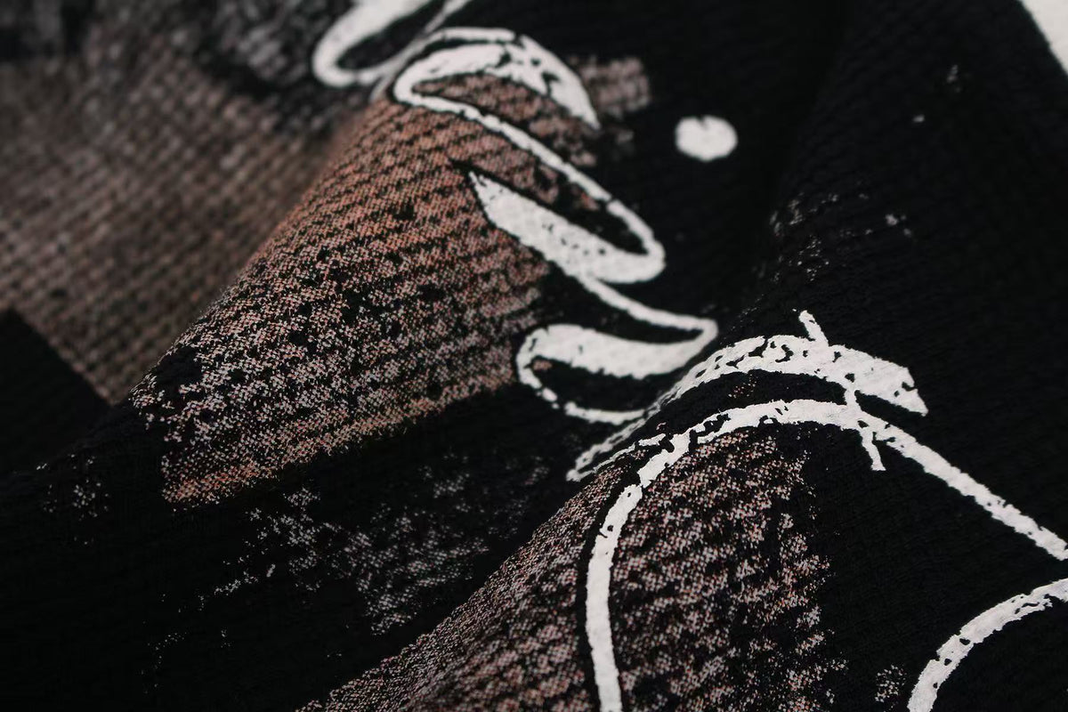 Saint Tears Cross Print Waffle Knit T-Shirt - OMYGOODS