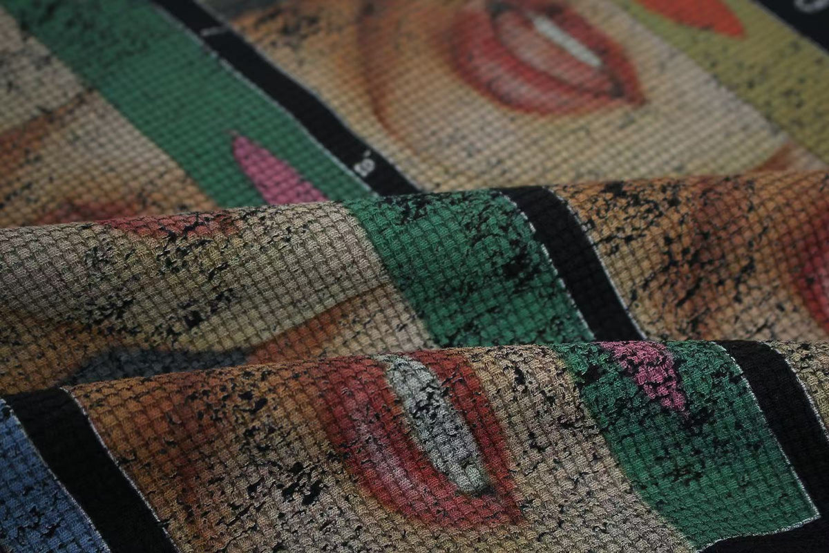 Mouth Collage Print Waffle Knit T-Shirt - OMYGOODS