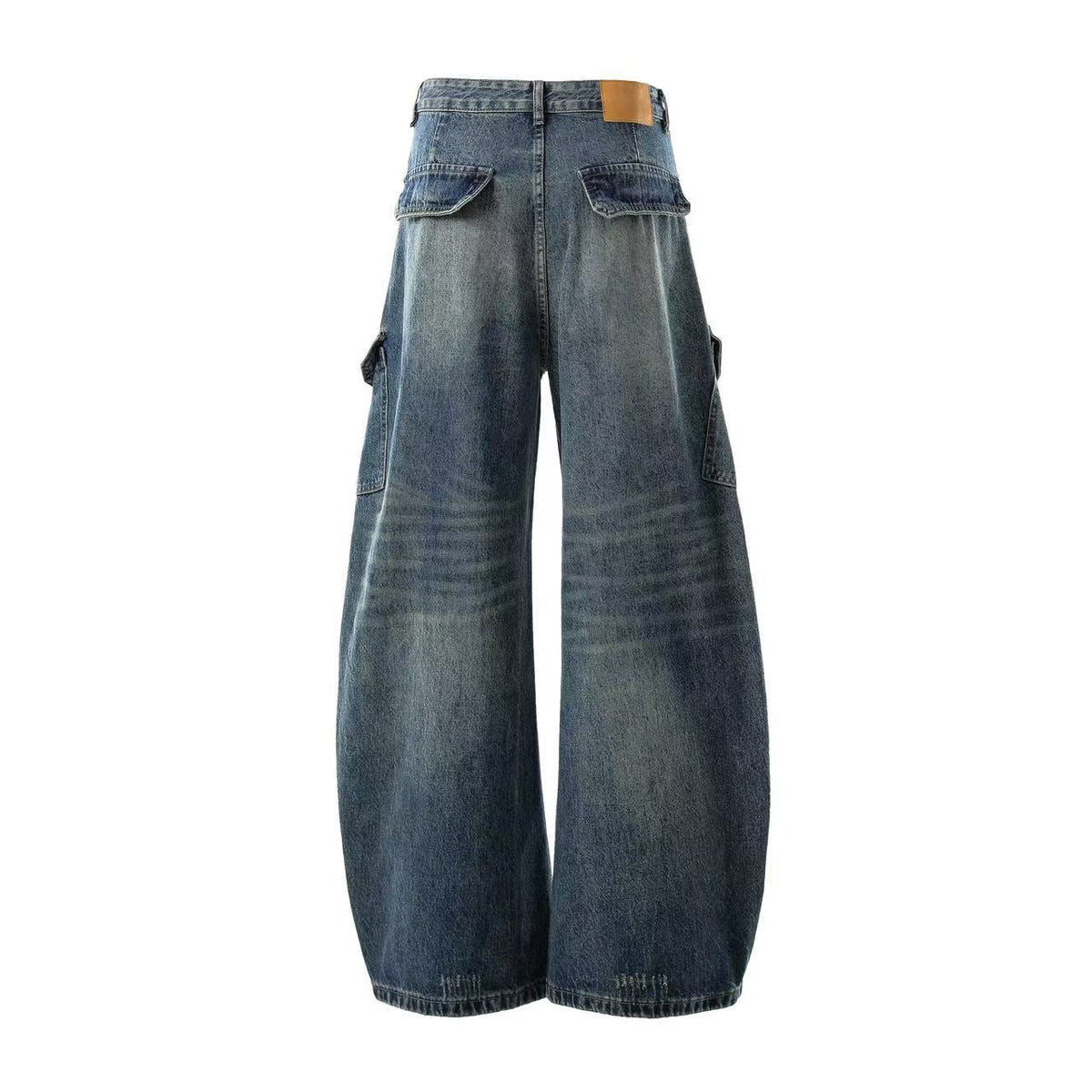 Vintage Washed Print Wide-Leg Baggy Jeans - OMYGOODS