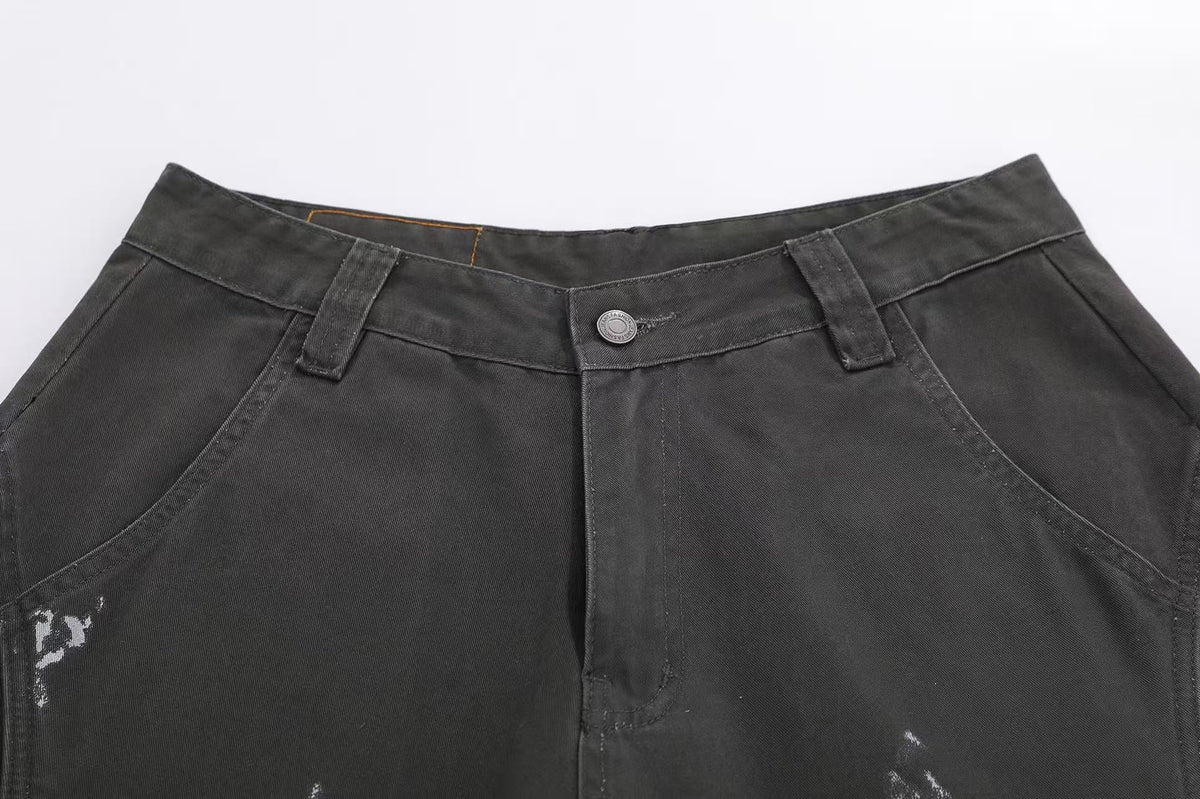 Distressed Vintage Wide-Leg Cargo Jorts - OMYGOODS
